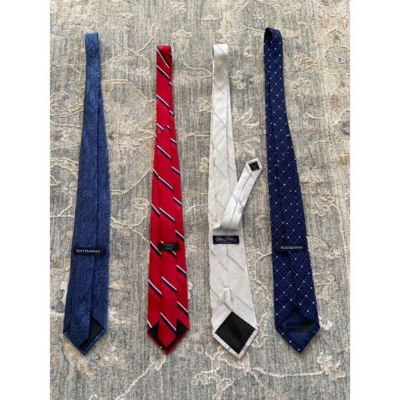 Set of 4 Neckties (Red, Blue, and Silver) - Picture 2 of 6